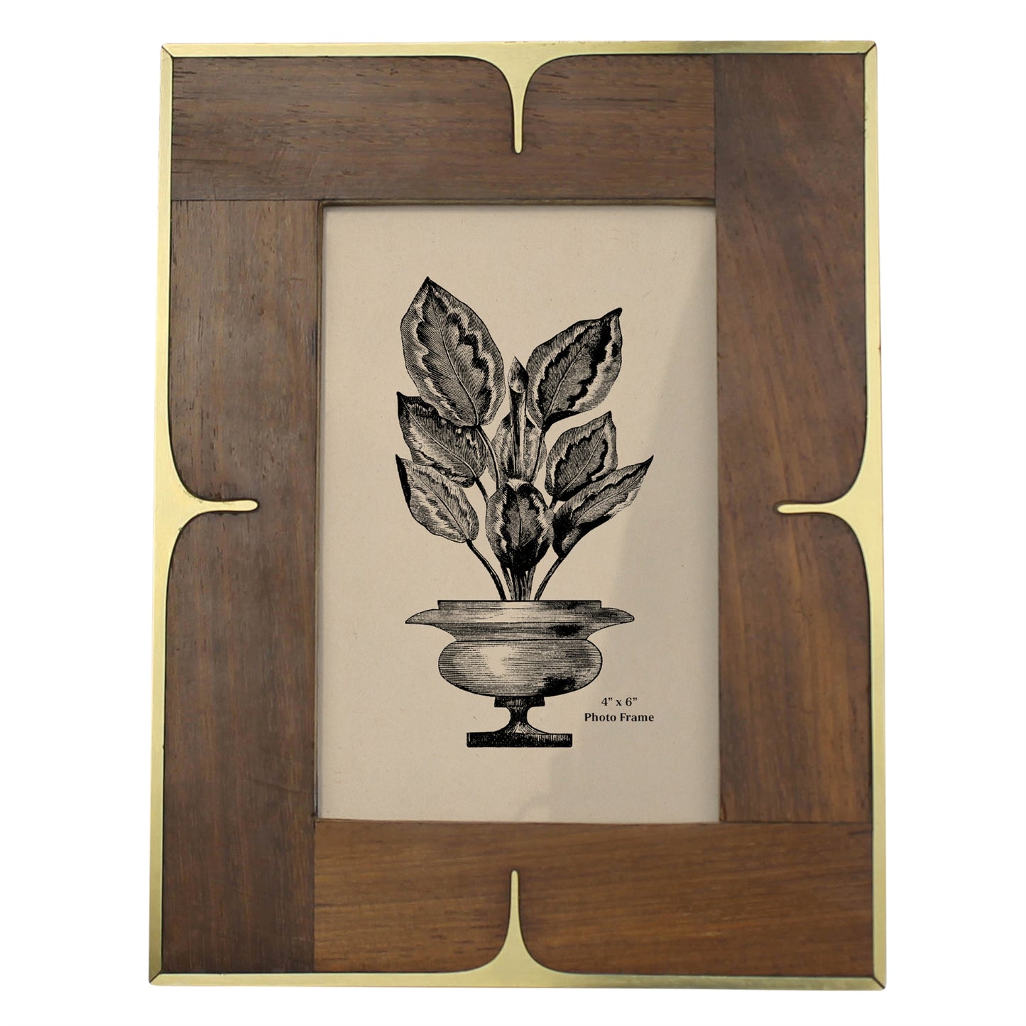 Wood and Brass Picture Frame 4 x 6