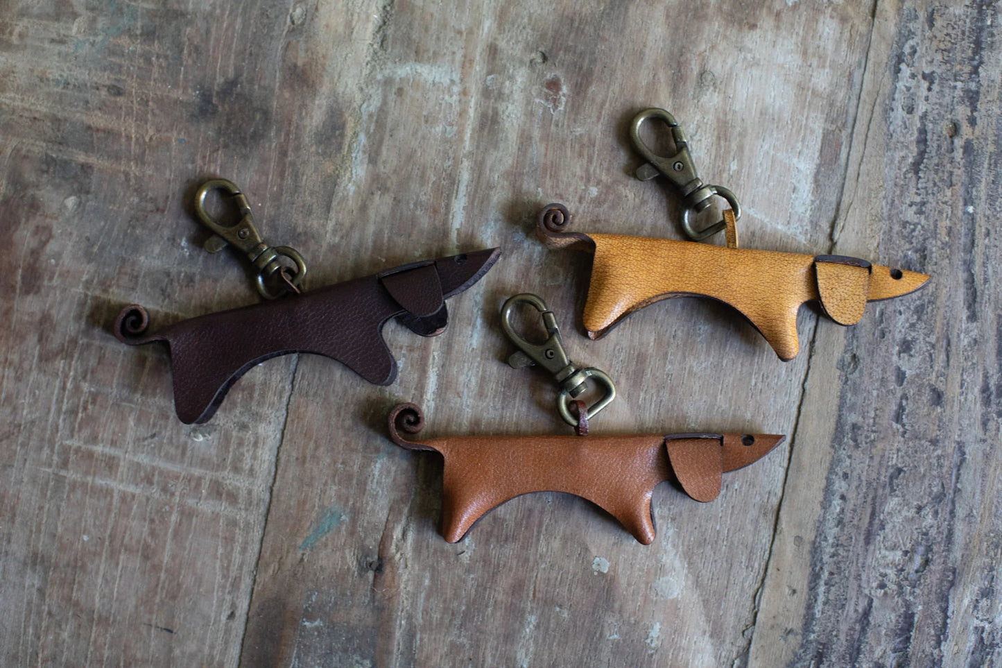 Leather Dachshund Keychains