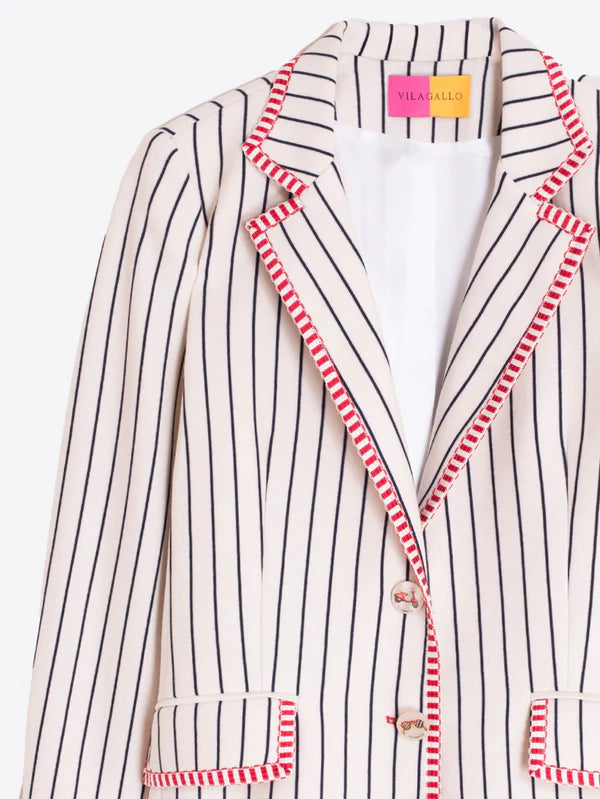 Vilagallo - Striped Jacket with Red Trim