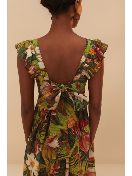 Farm Rio - Botanical Forest Scoop Neck Dress