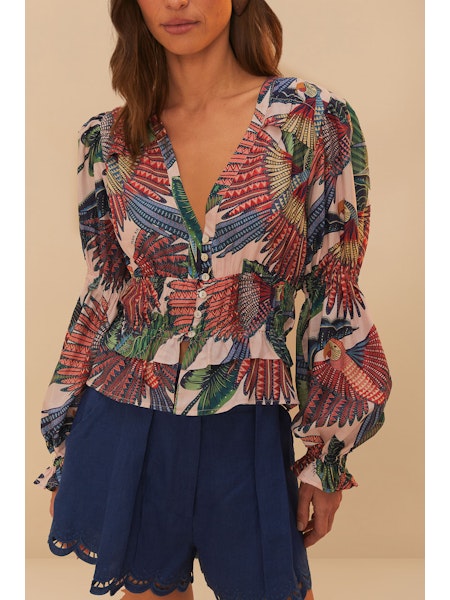 Farm Rio - Macaw Flight Pink Blouse