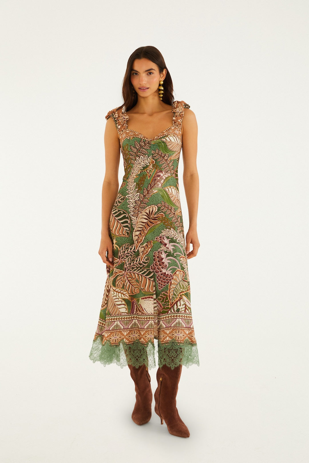 farm rio dotted forest maxi dress Women's Foliage - Green - Size XL communities and impact on Size:One-size #Dress Tranquility appliquéd floral-print linen