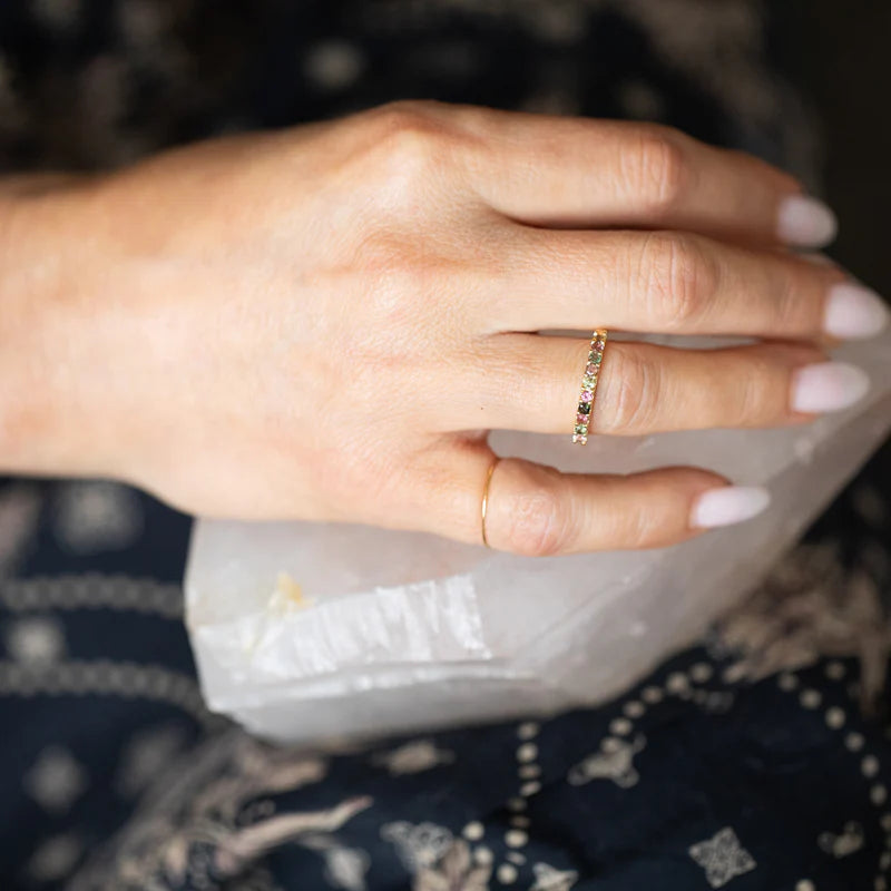 Multi Tourmaline Pave Ring
