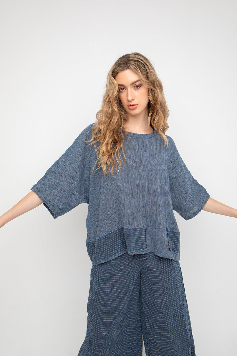 Short sleeve linen top