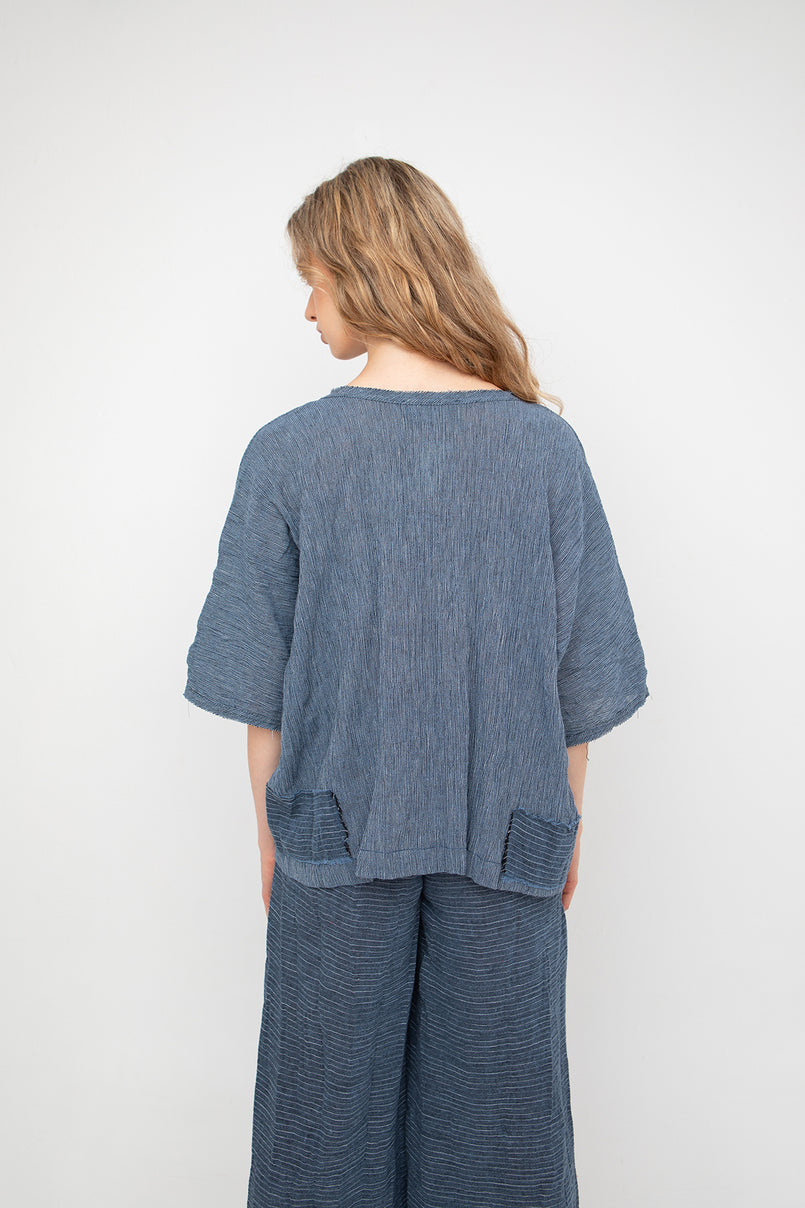 Short sleeve linen top