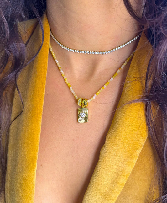 Heart Beam Charm Beaded Necklace
