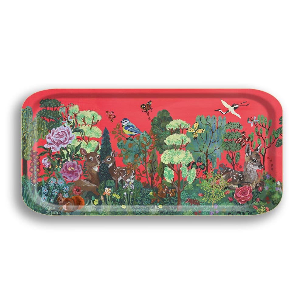 Bambi in the Woodland Small Narrow Birch Wood Tray