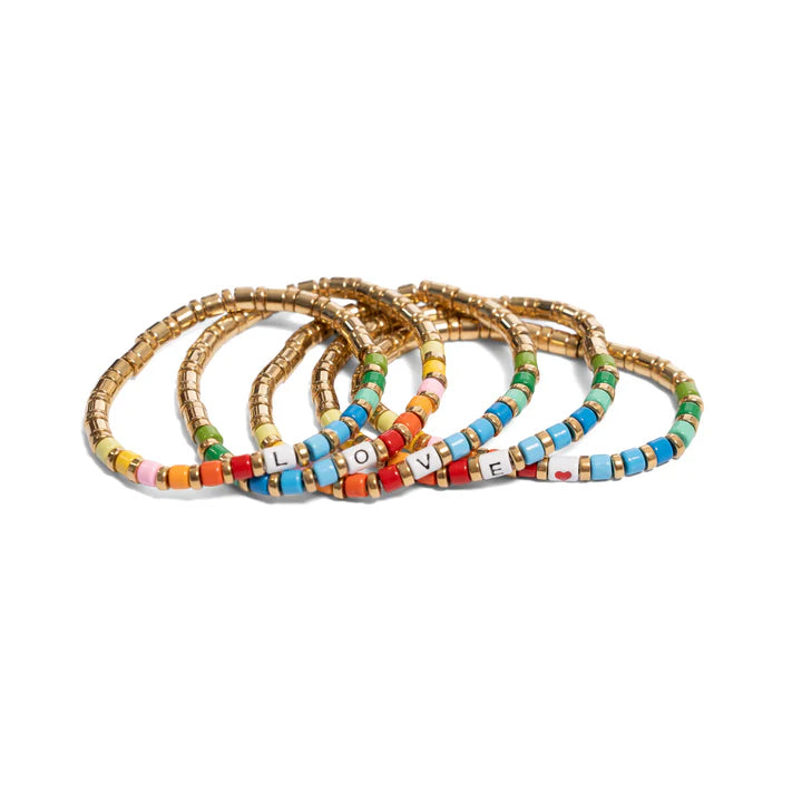 Set of 6 Gold L-O-V-E Bracelet