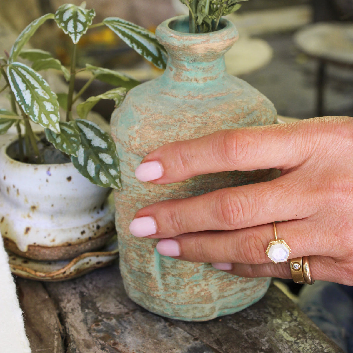 Sugarboo - Rainbow Moonstone Hexagon Ring