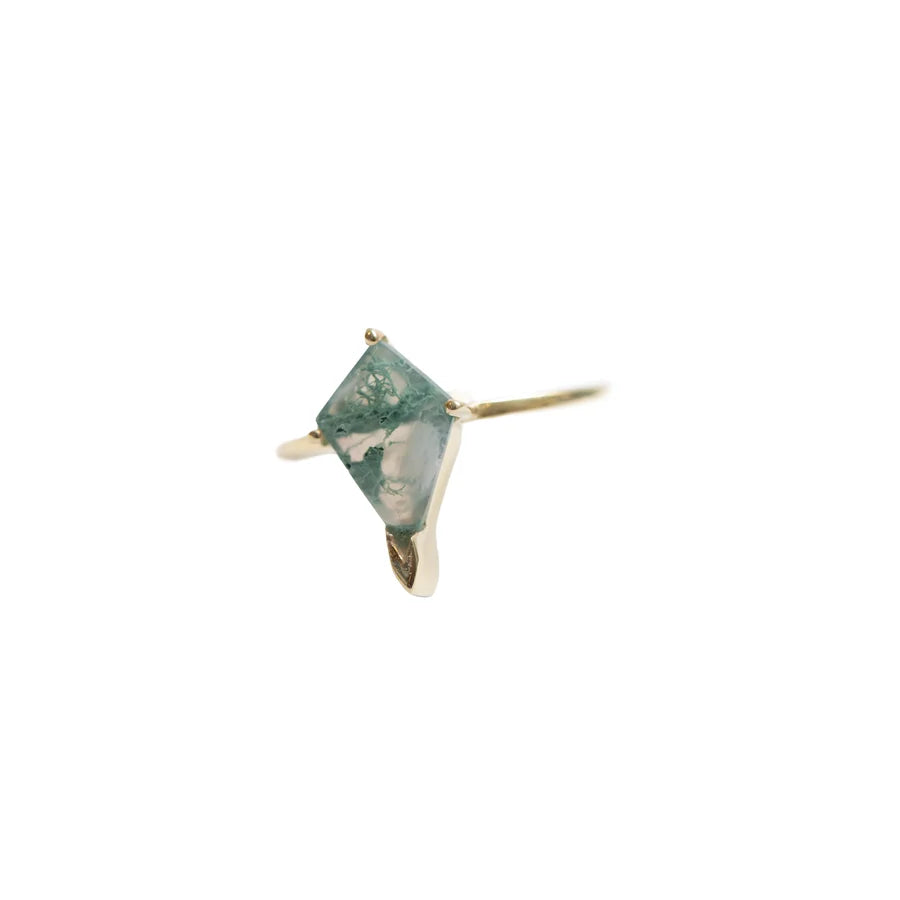 Sugarboo - Moss Agate Diamond Shape Ring