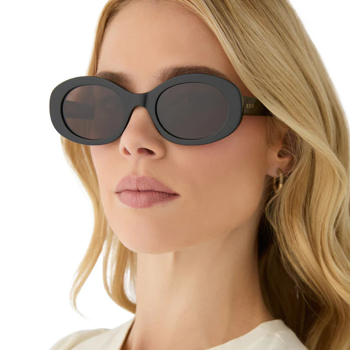 DIFF Sunglasses - Lainey Black + Brown Polarized