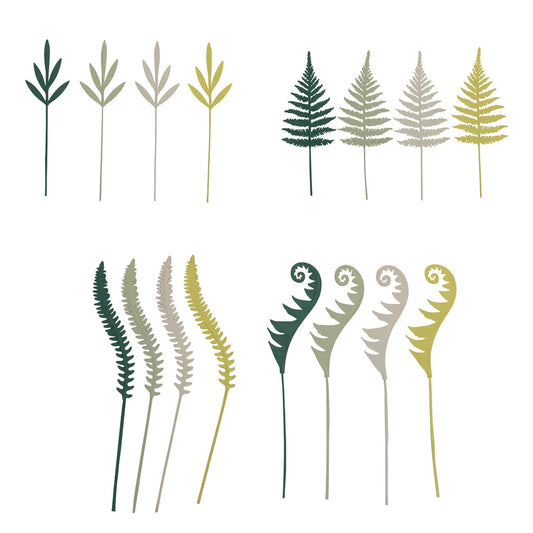 Approximately 24"H Handmade Paper & Wire Leaf/Frond Pick, 4 Colors, 4 Styles