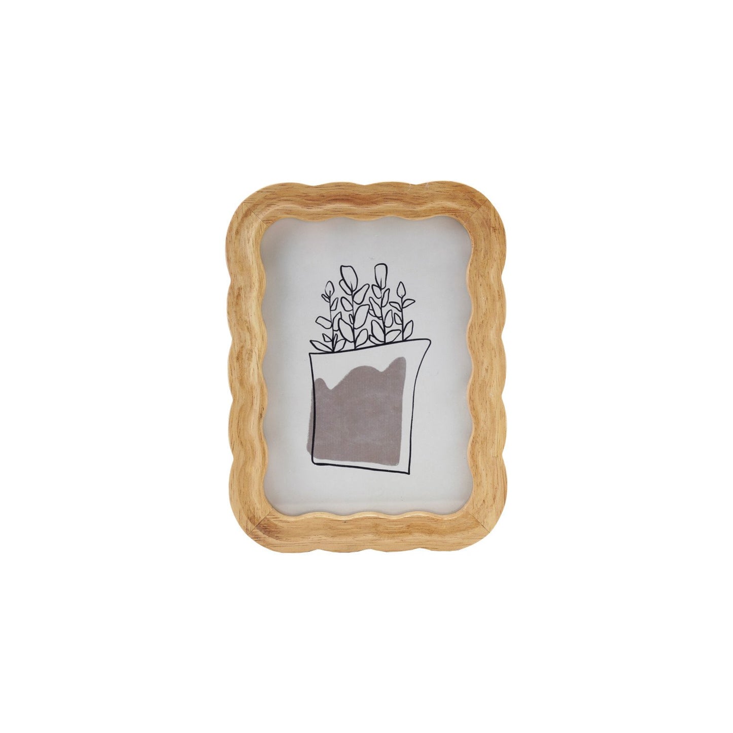 Rubberwood Scalloped Photo Frame (5" x 7" Photo) (Hangs or Sits)