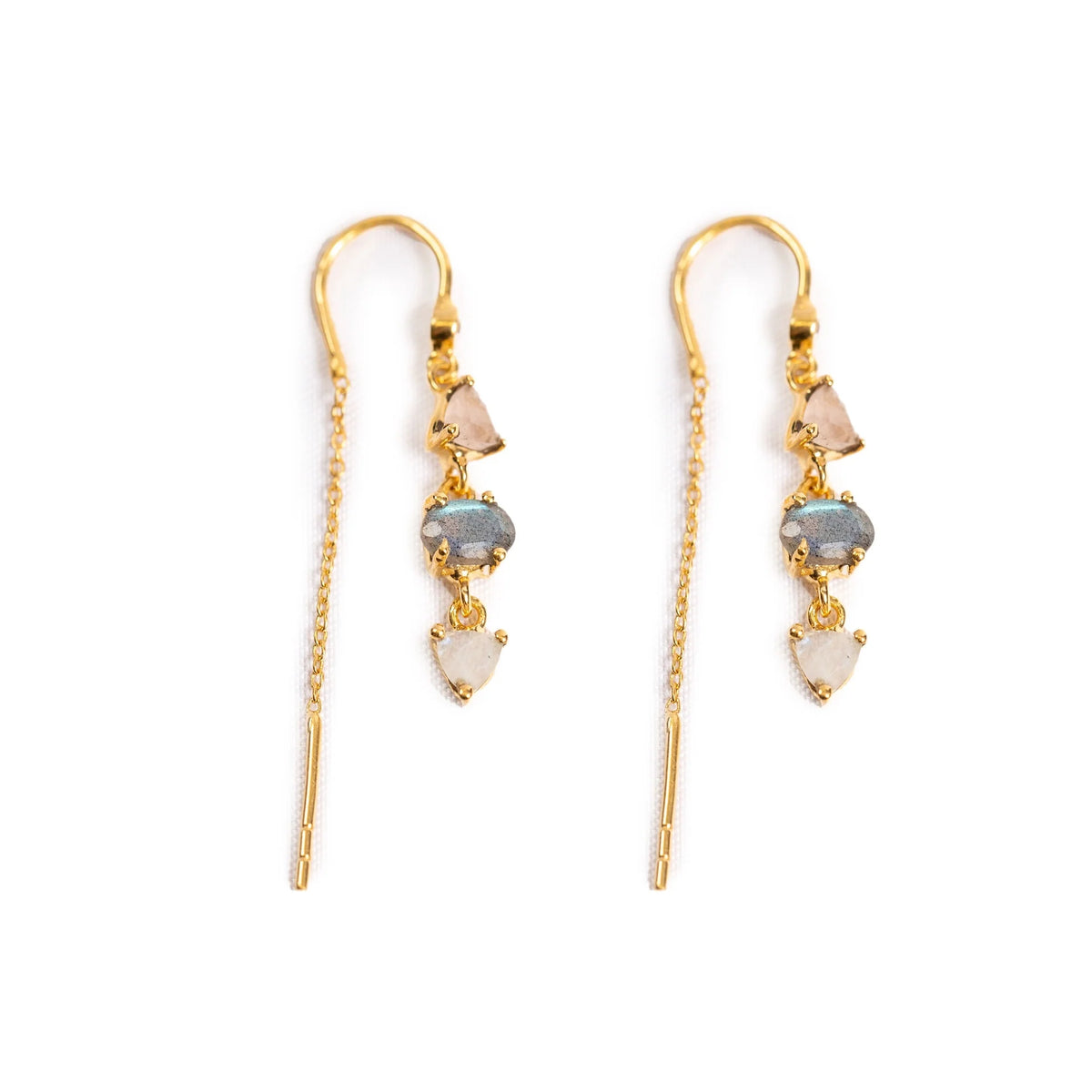 Sugarboo - Rose Quartz, Labradorite & Rainbow Moonstone Earrings
