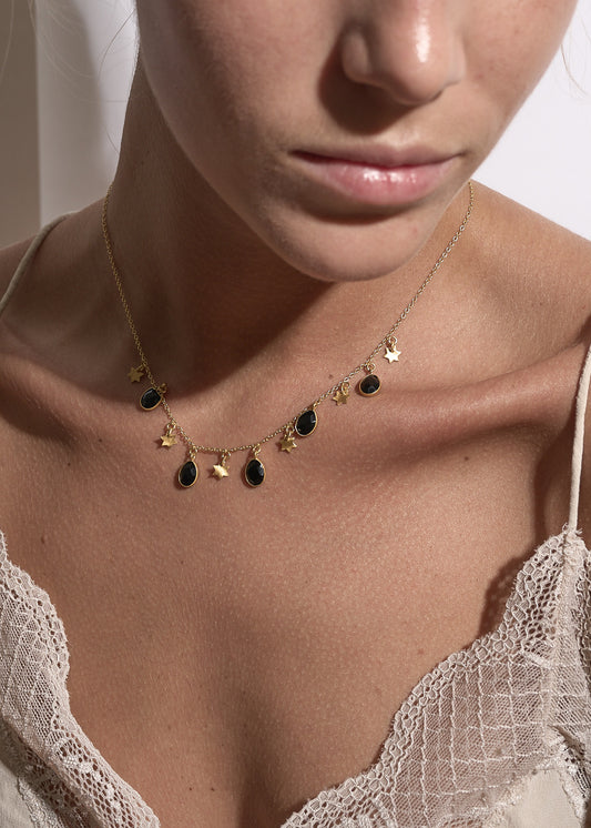 Stars Necklace - Black Onix