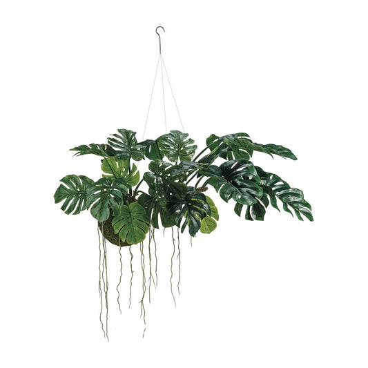 Hanging Faux Monstera Kokedama
