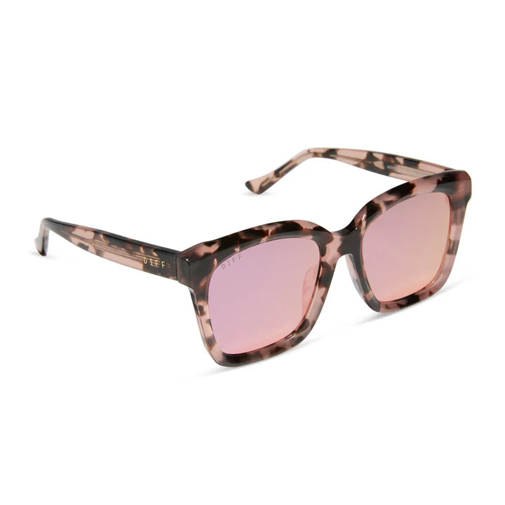DIFF Sunglasses - Meredith Himalayan Tortoise + Light Pink Mirror
