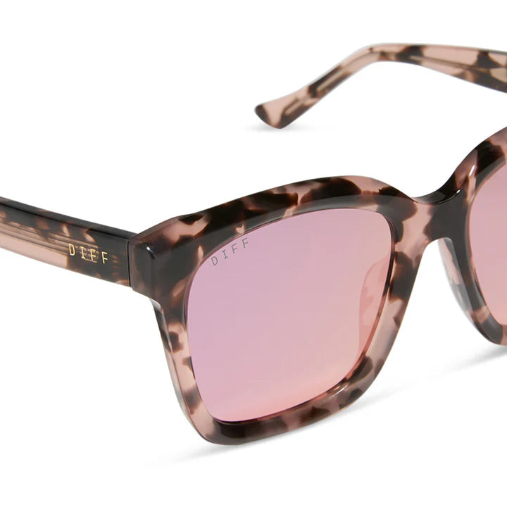 DIFF Sunglasses - Meredith Himalayan Tortoise + Light Pink Mirror