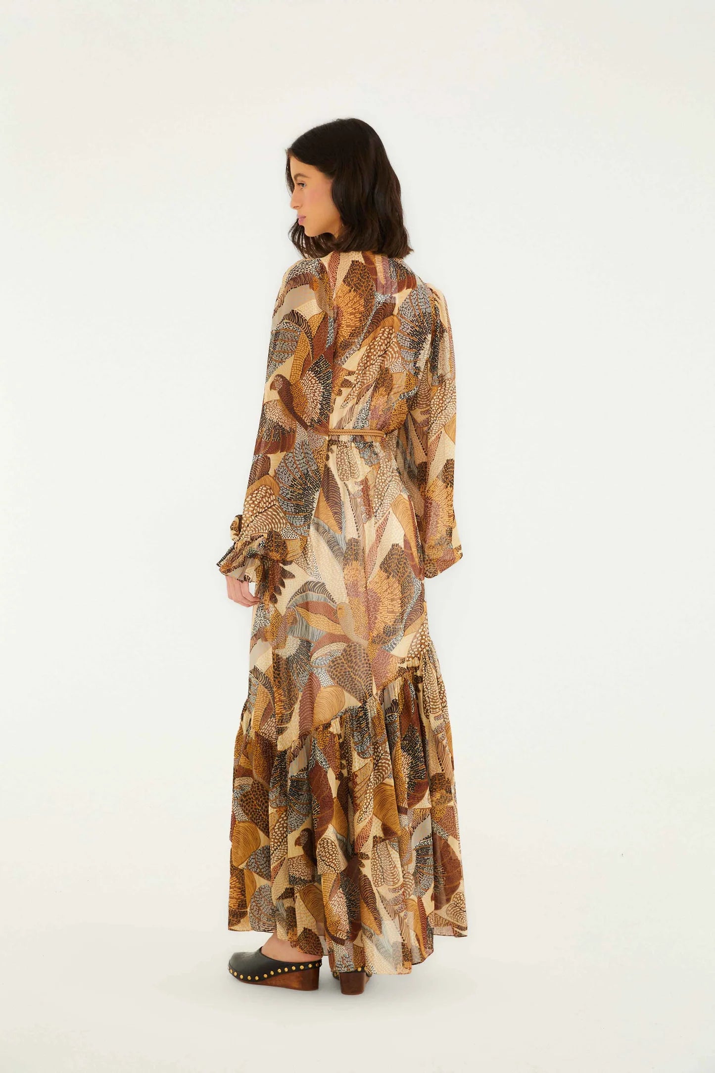 Farm Rio - Cream Dotted Macaws Long Sleeve Maxi