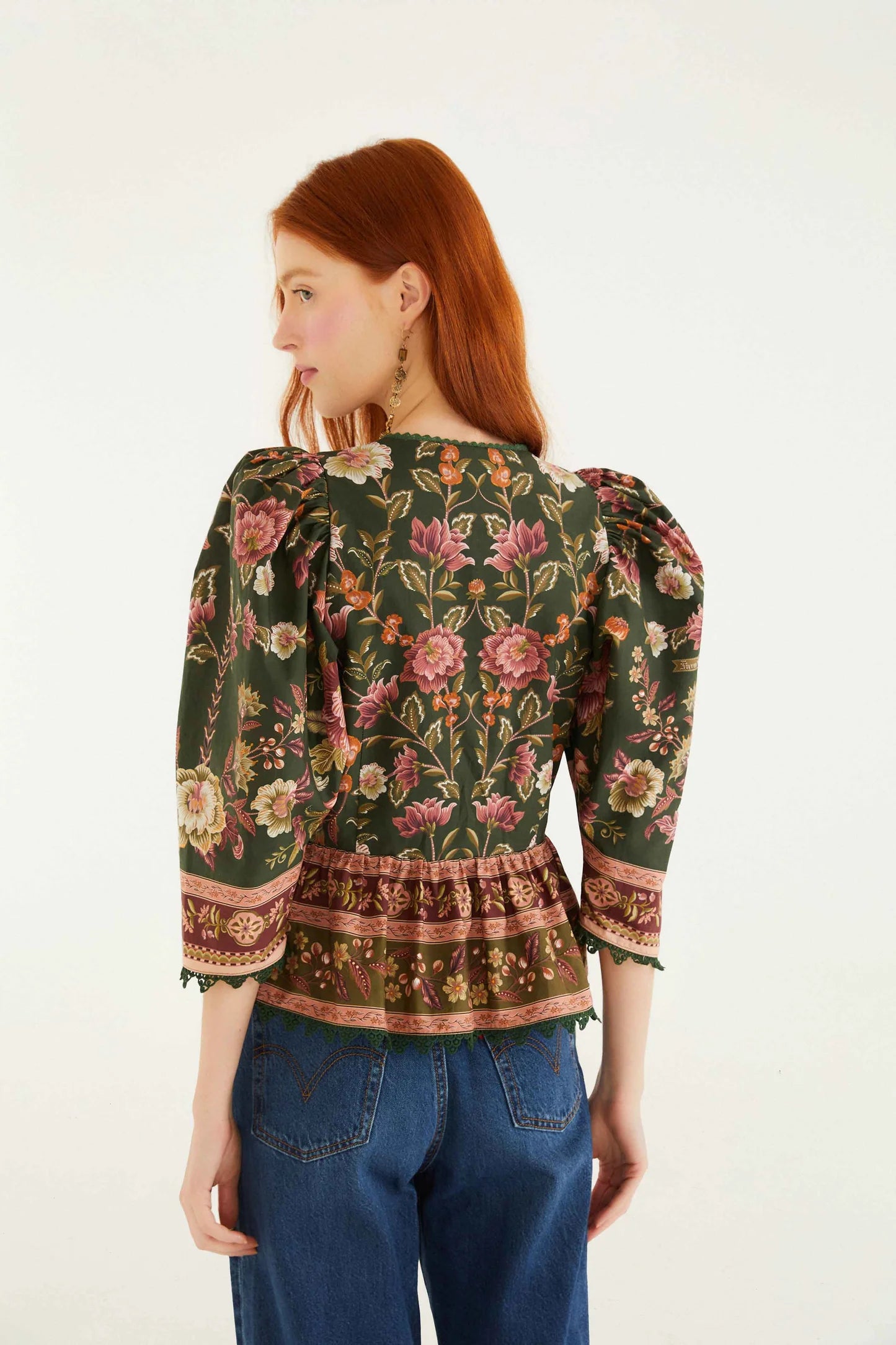 Farm Rio - Flowering Garden Tree Green Blouse