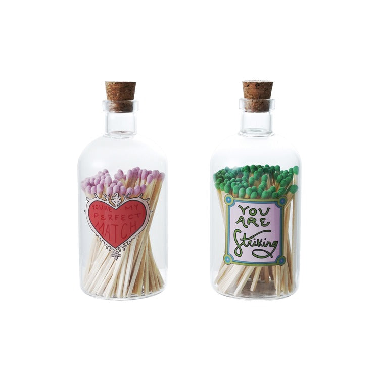 Glass Jar Matchstick Holder w Matches