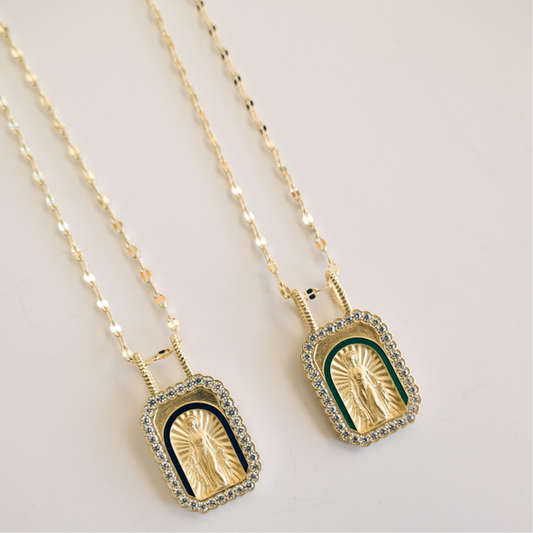 Virgen Luz Mini Necklace - Blue