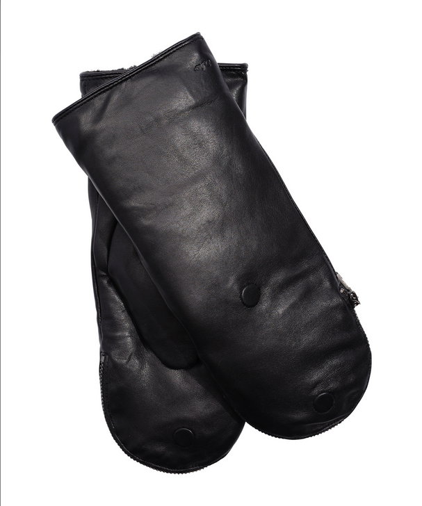 Zip Top Leather Glove with Faux Fur