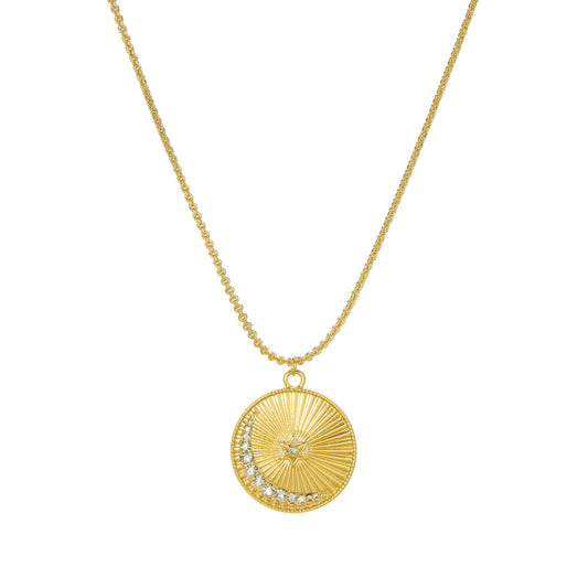 Pave Moon and Star Necklace