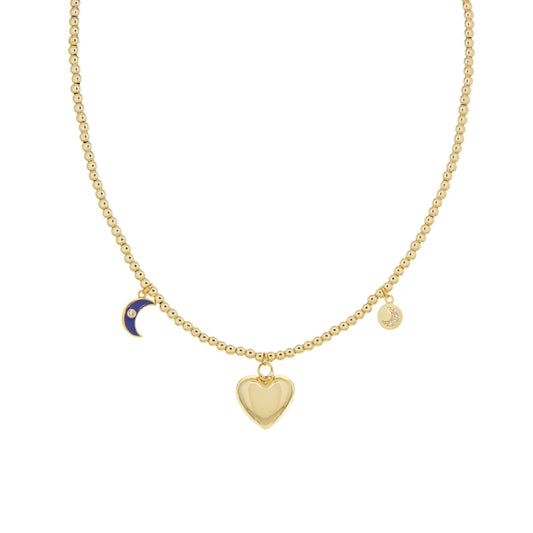 Moon and Heart Necklace