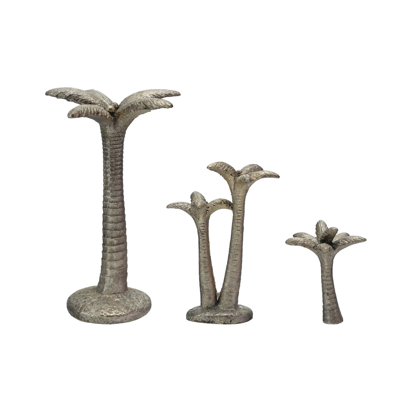 5-3/4"H, 4"H & 2-3/4"H Resin Palm Trees, Gold Finish, Set of 3