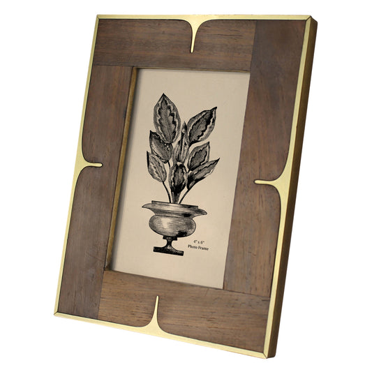 Wood and Brass Picture Frame 4 x 6