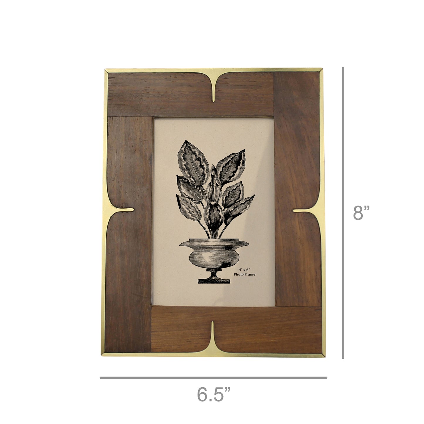 Wood and Brass Picture Frame 4 x 6