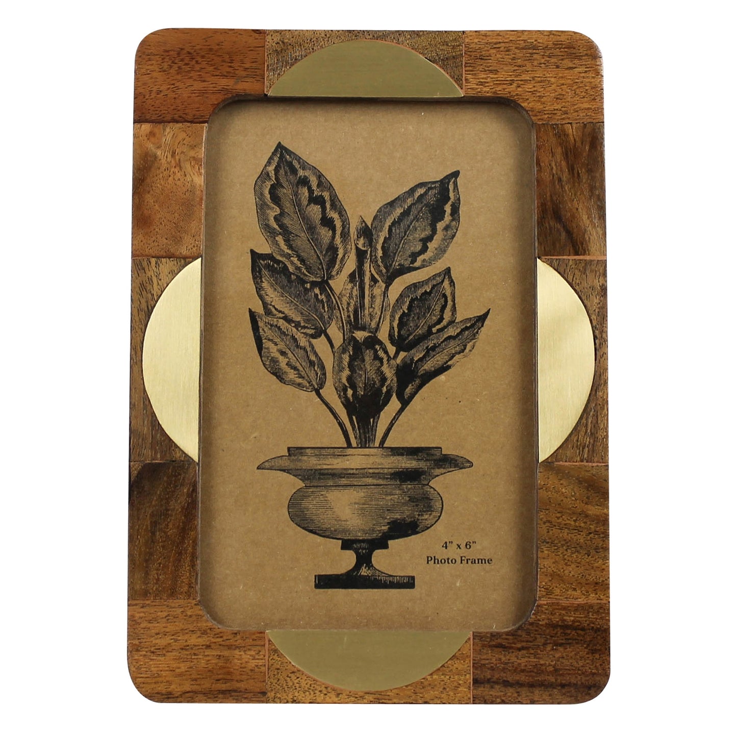 Teak Frame, Semi Circle Brass - 4x6