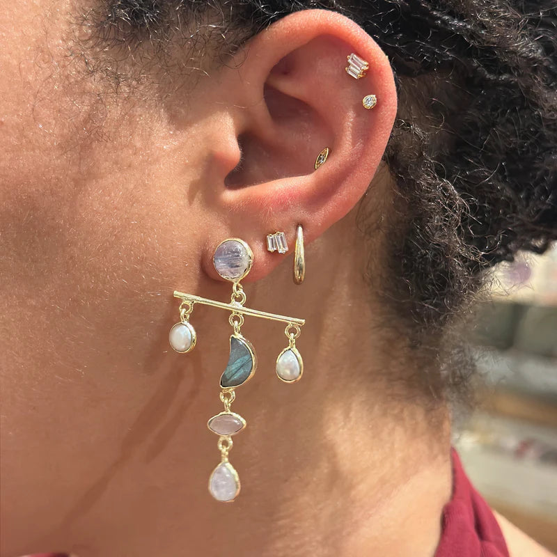 Crescent Moon Multi-Stone Mobile Dangles