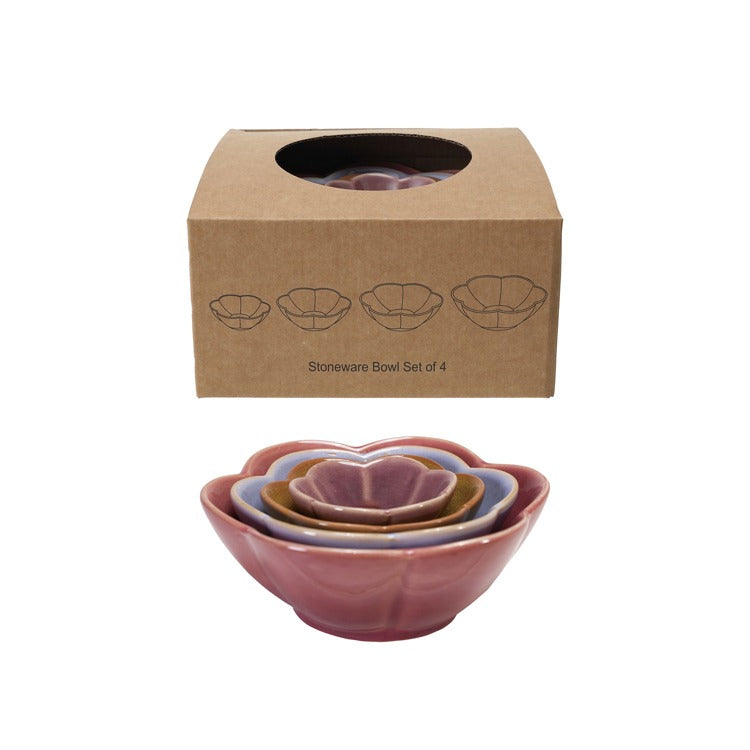 Stoneware Flower S/4