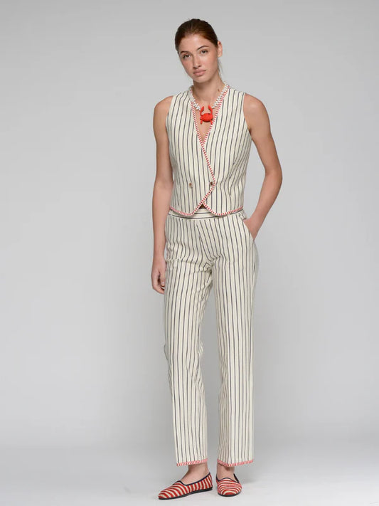 Vilagallo - Striped Pants with Red Trim