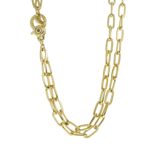 Gold Plated-36" link chain with charm clasp