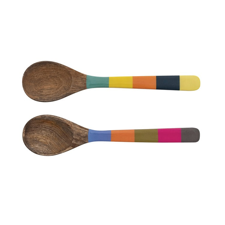Enameled Mango Wood Spoon w Striped