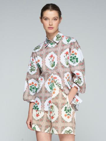 Bermuda Sandra Flor Seersucker Shorts
