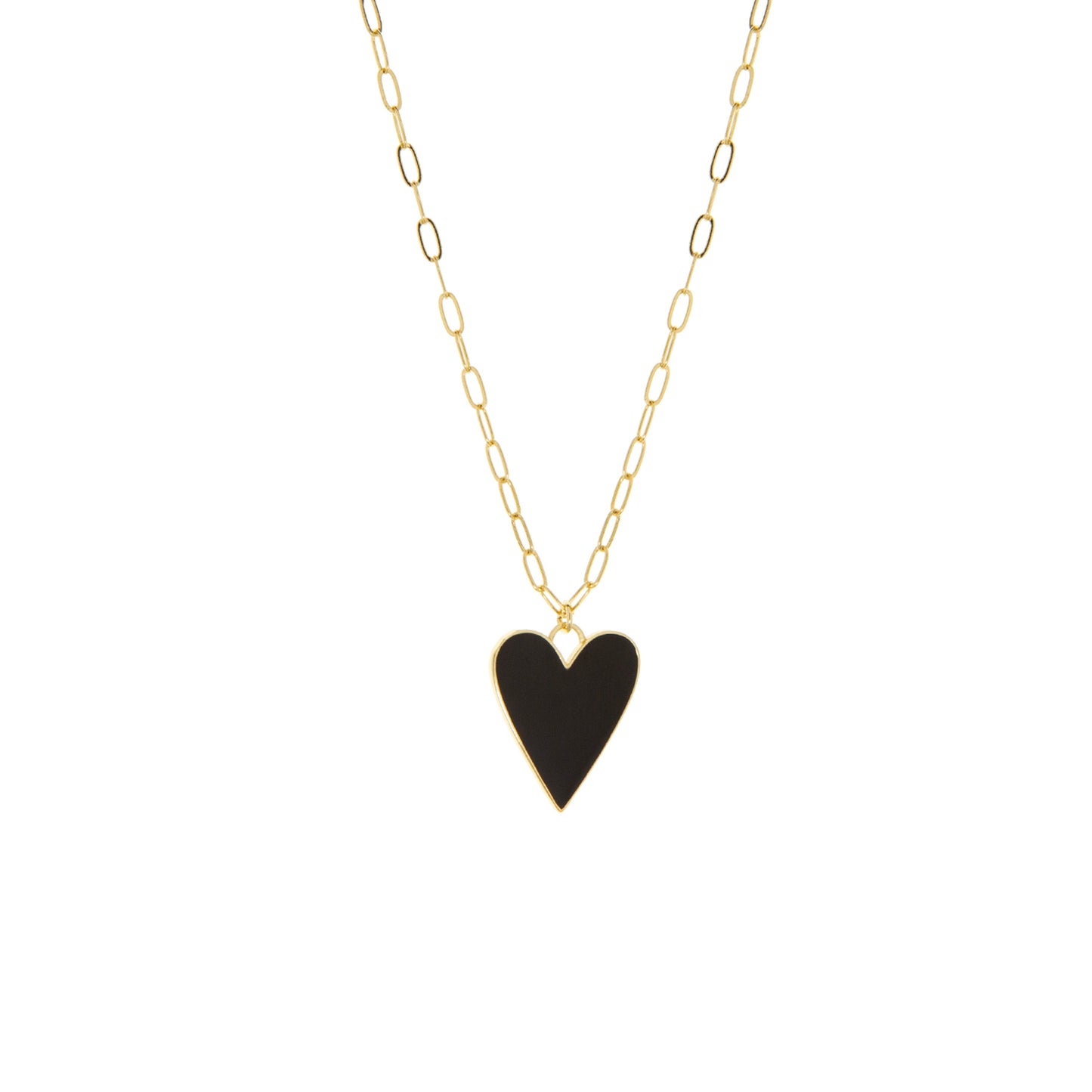 Gold/Black-Link Chain with Enamel Heart