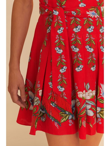 Farm Rio - Sweet Bloom Bouquet Red Sleeveless Mini Dress
