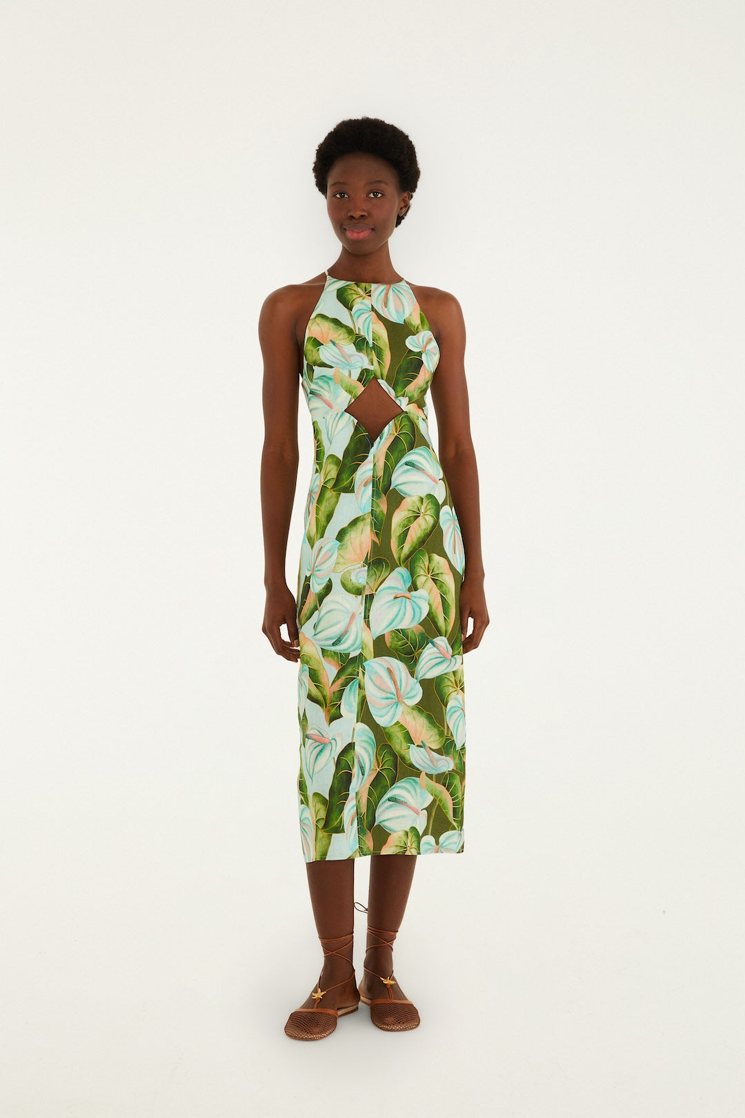 Farm Rio - Antrium Leaves Mix Midi Dress