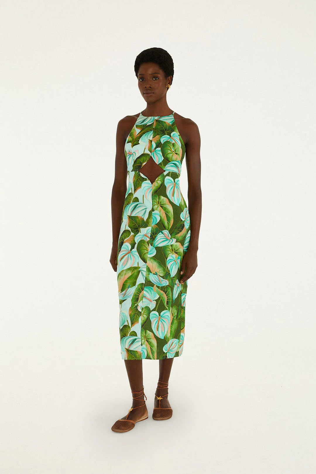 Farm Rio - Antrium Leaves Mix Midi Dress