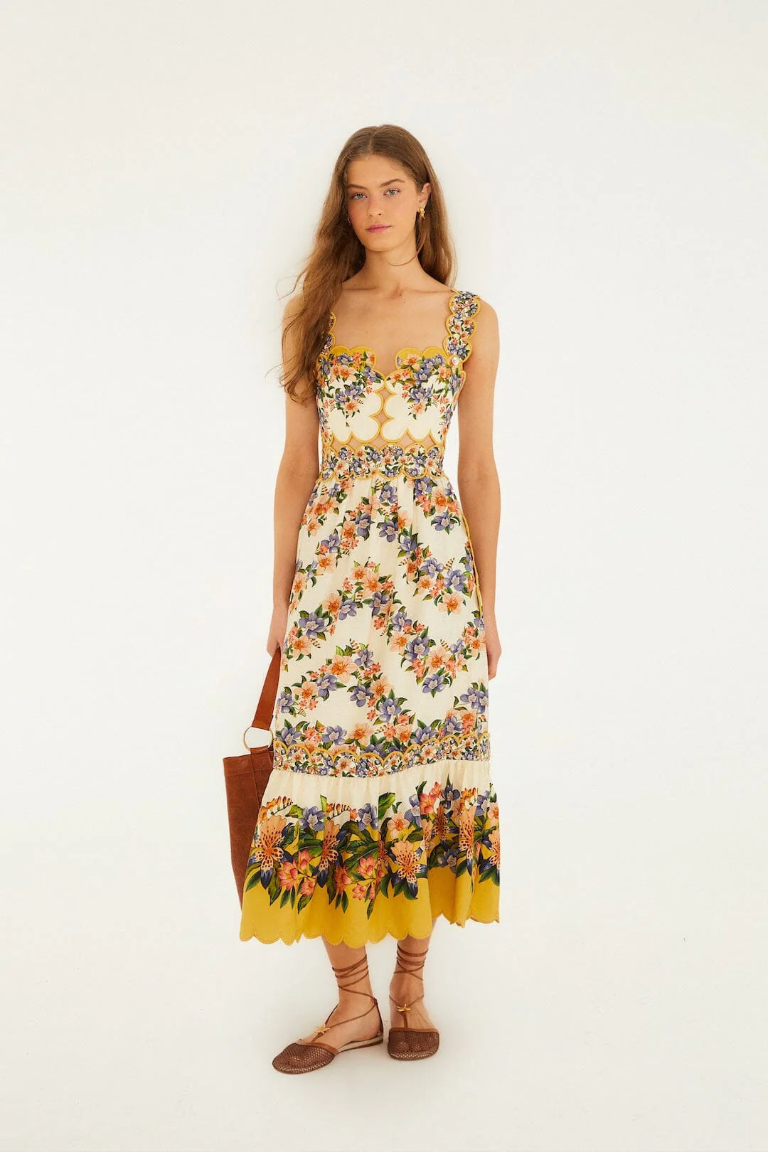 Farm Rio - Sand Hilo Stripes Midi Dress