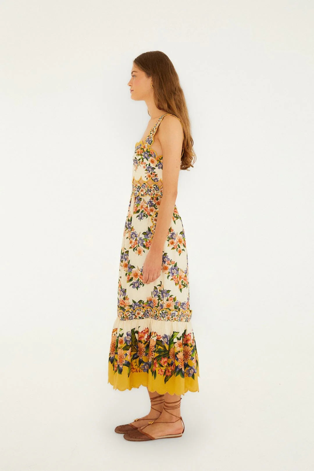 Farm Rio - Sand Hilo Stripes Midi Dress