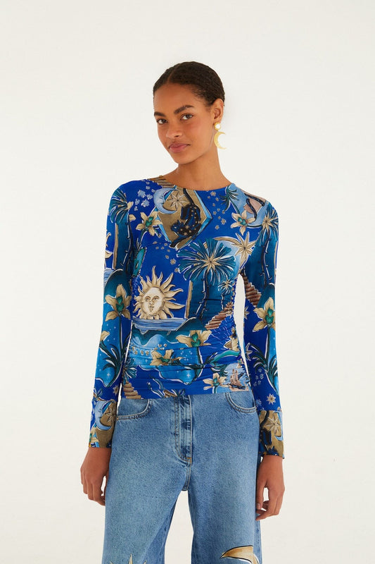 Farm Rio - Mystical Blue Jersey Blouse