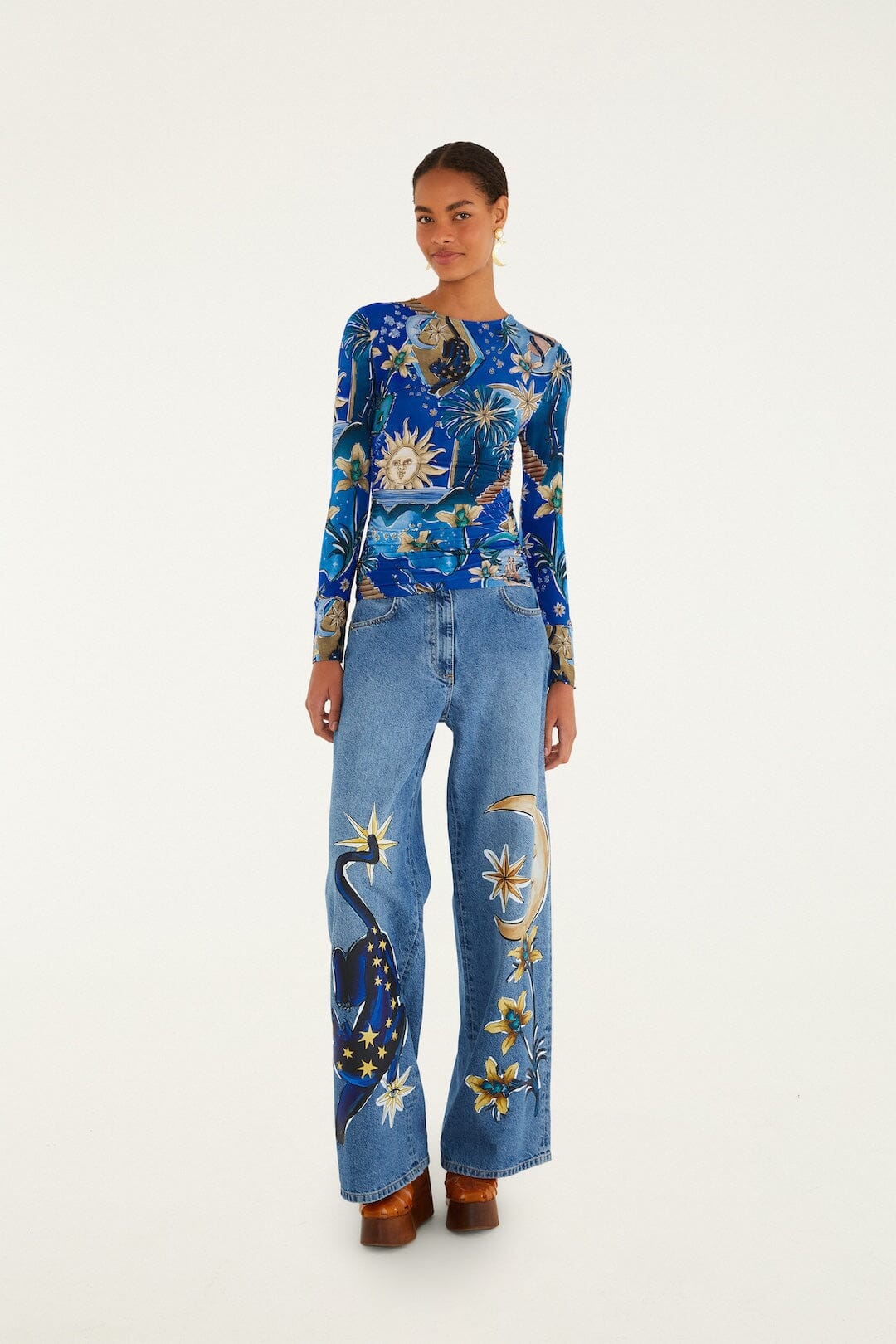 Farm Rio - Mystical Blue Jersey Blouse