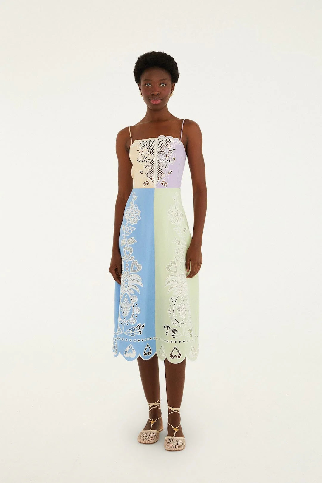 Farm Rio - Multicolor Embroidery Midi Dress