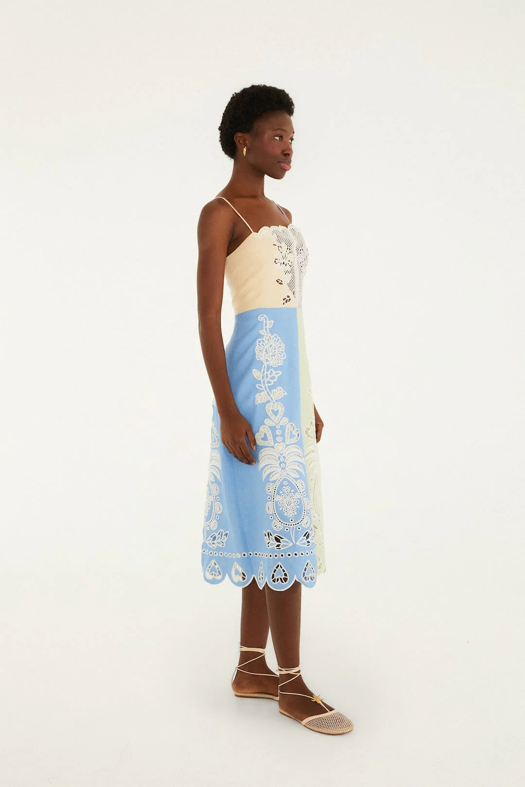 Farm Rio - Multicolor Embroidery Midi Dress