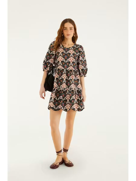 Farm Rio - Porcelain Birds Black Mini Dress